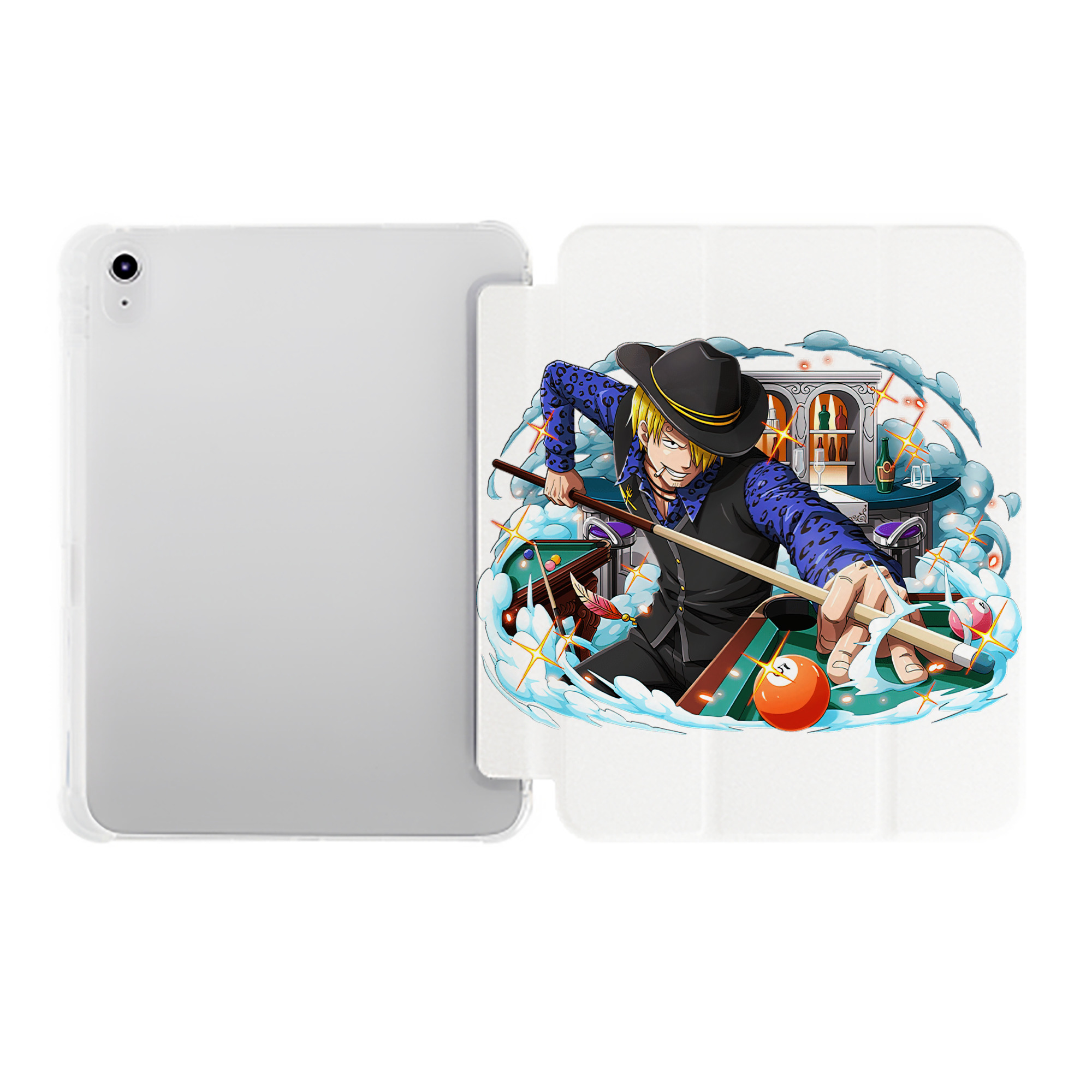 （画像用） ワンピース サンジ ONE PIECE Sanji IPad ケース ペン収納付き 三つ折りスタンド PUレザー×シリコン 対応機種9.5/10.5/10.9インチ